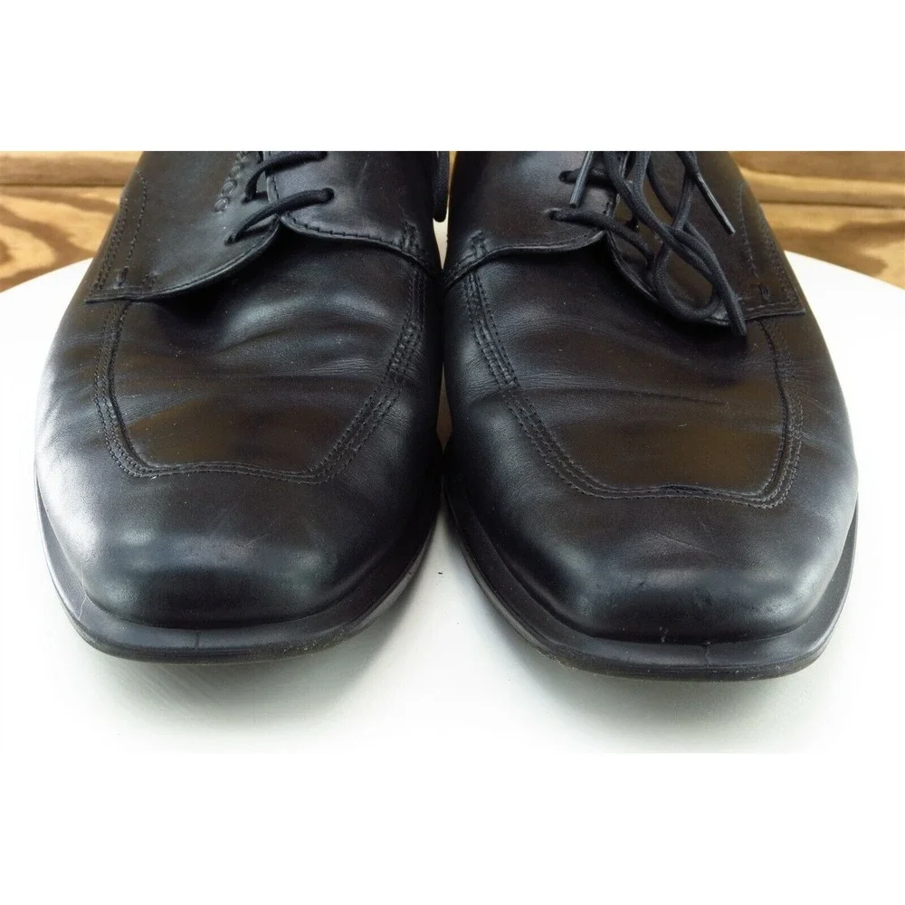 ECCO Men Derby Oxford Dress Shoes‎ Size 44 Black Leather Classic Comfort